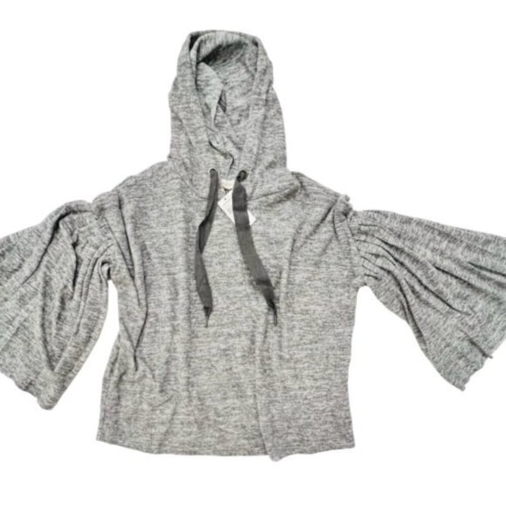 NWT Taylor and‎ Sage Women's Hooded Sweater Gray Pullover Bell Sleeves Soft MED